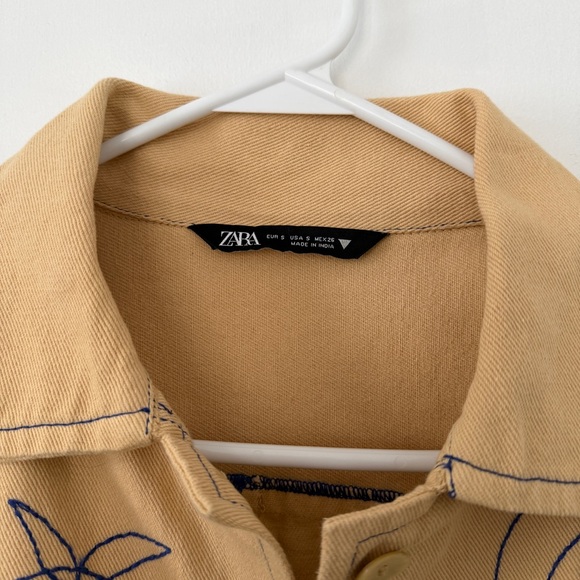 Zara Yellow Blue Embroidered Chore Buttoned Jacket - Picture 3 of 5